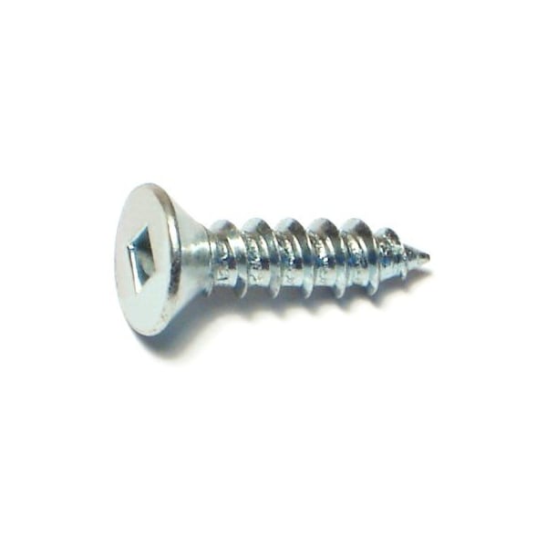 Sheet Metal Screw, #12 x 2 in, Zinc Plated Steel Flat Head Square Drive, 100 PK